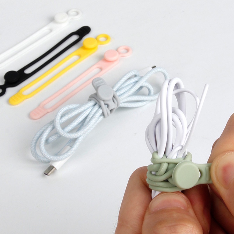 1pc Strap Pengikat Kabel Charger USB Bahan Silikon Warna Permen