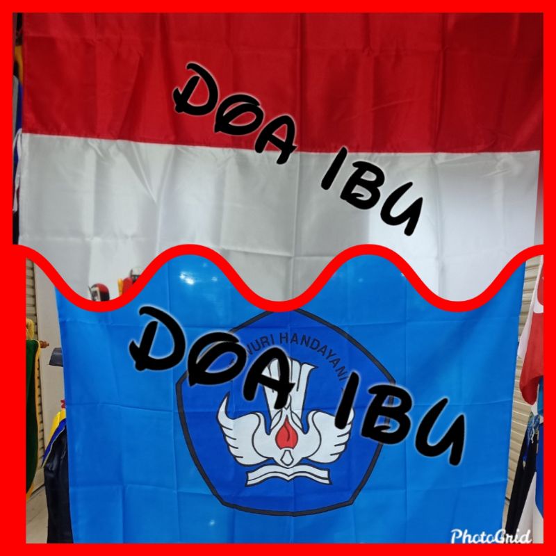 

paket isi 2 bendera merah pbest seller utih+bendera TUT WURI HANDAYANI dasar biru 90cm x 135cm ready stock