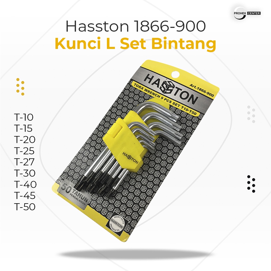 KUNCI L 9PCS BINTANG T10-T50 HASSTON PROHEX 1866 900