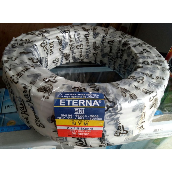 Kabel Listrik NYM 2x1,5mm METERAN ETERNA | ETERNA Kabel NYM | SNI