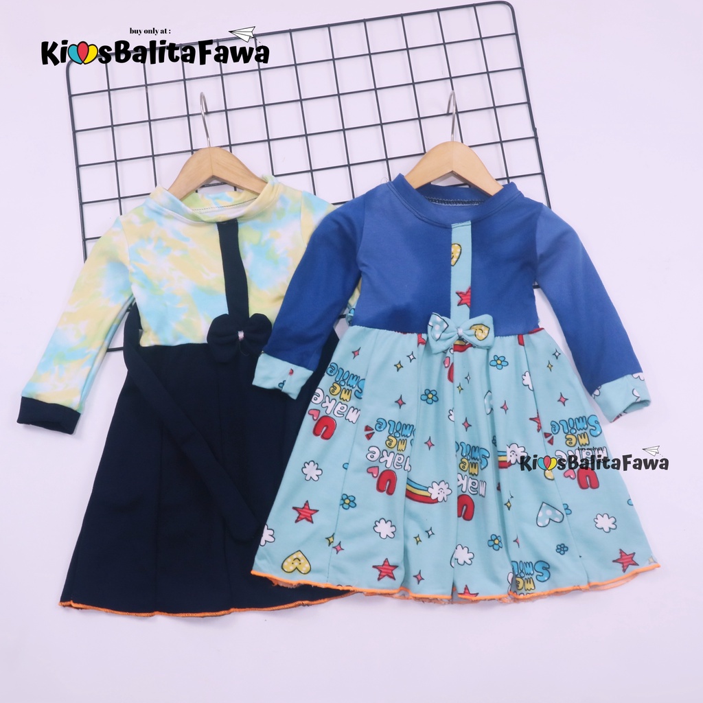 Dress Valencia 1-2 Tahun / Dres Anak Lengan Panjang Pesta Baju Perempuan Fashion Kids Motif Adem babycinnamon