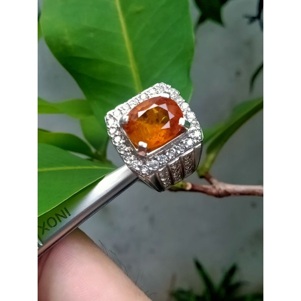 natural orange yellow sapphire 5,2 ct ring perak 925