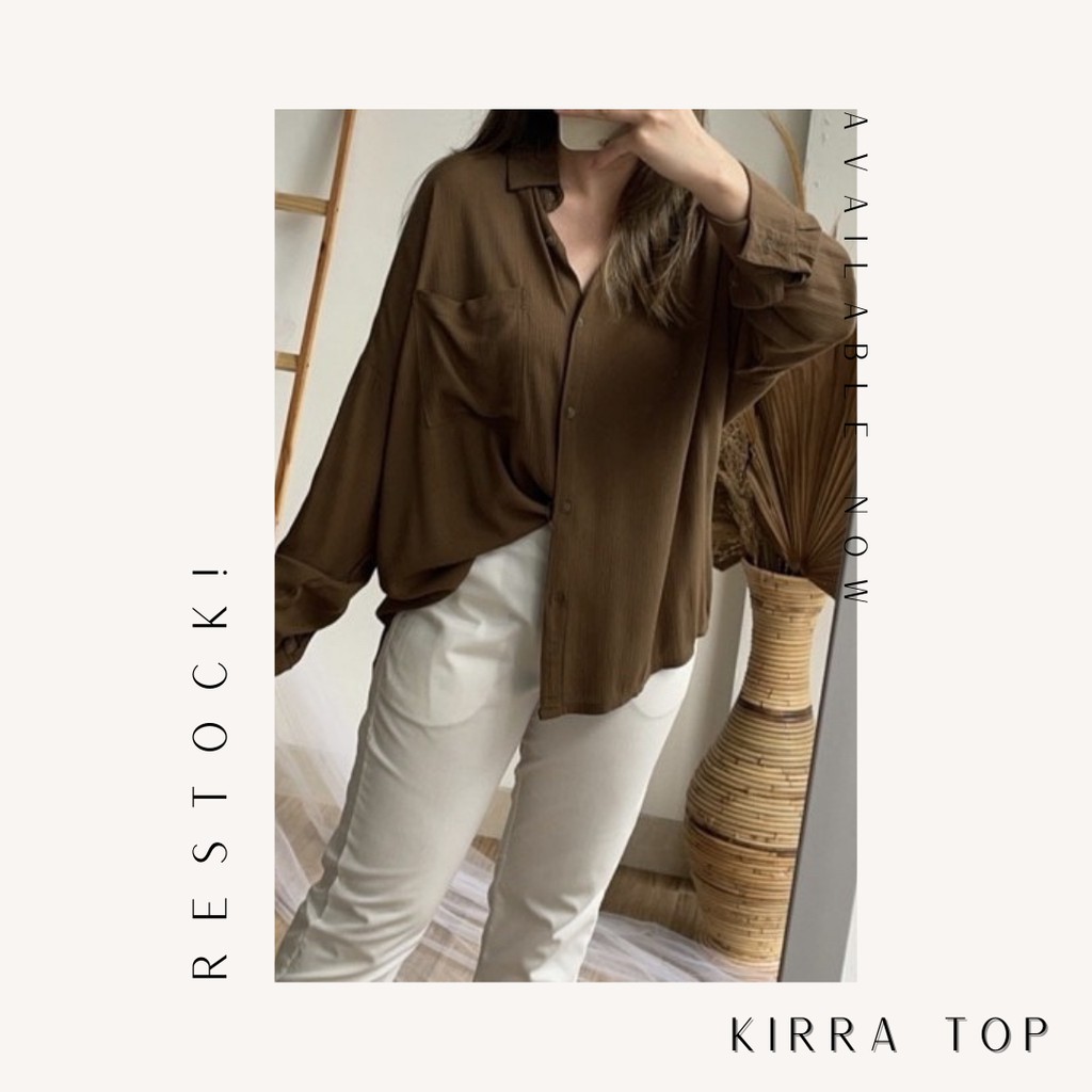 Kirra Top - Kemeja Wanita Bahan Rayon Crinkle Best Seller - BIG SIZE-Wood