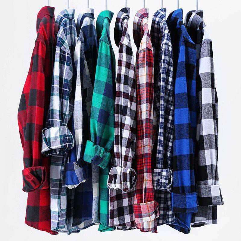 Mokokomo Kemeja Flanel Kemeja Casual Unisex Kemeja Lengan Panjang Unisex