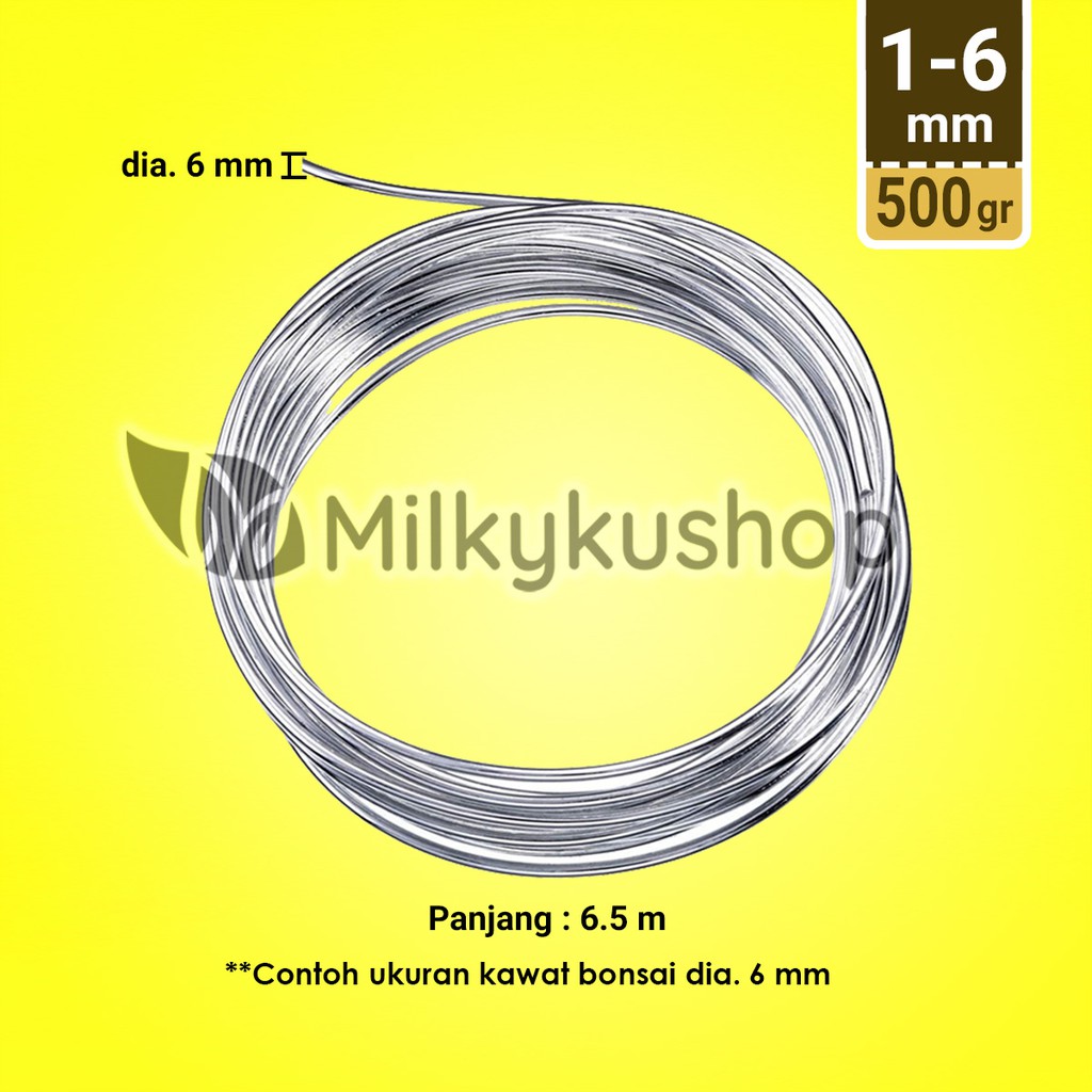 KAWAT BONSAI ALUMINIUM WIRE INDONESIA AWI SILVER GLOSSY 500 GRAM