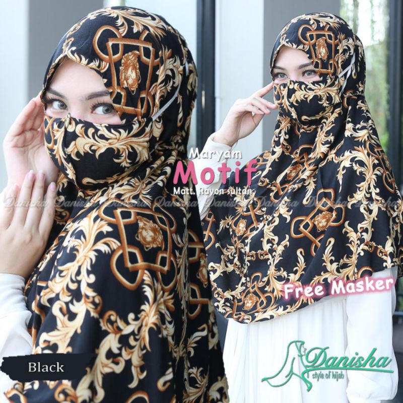 Jilbab Maryam Motif Free Masker Original Danisha Hijab