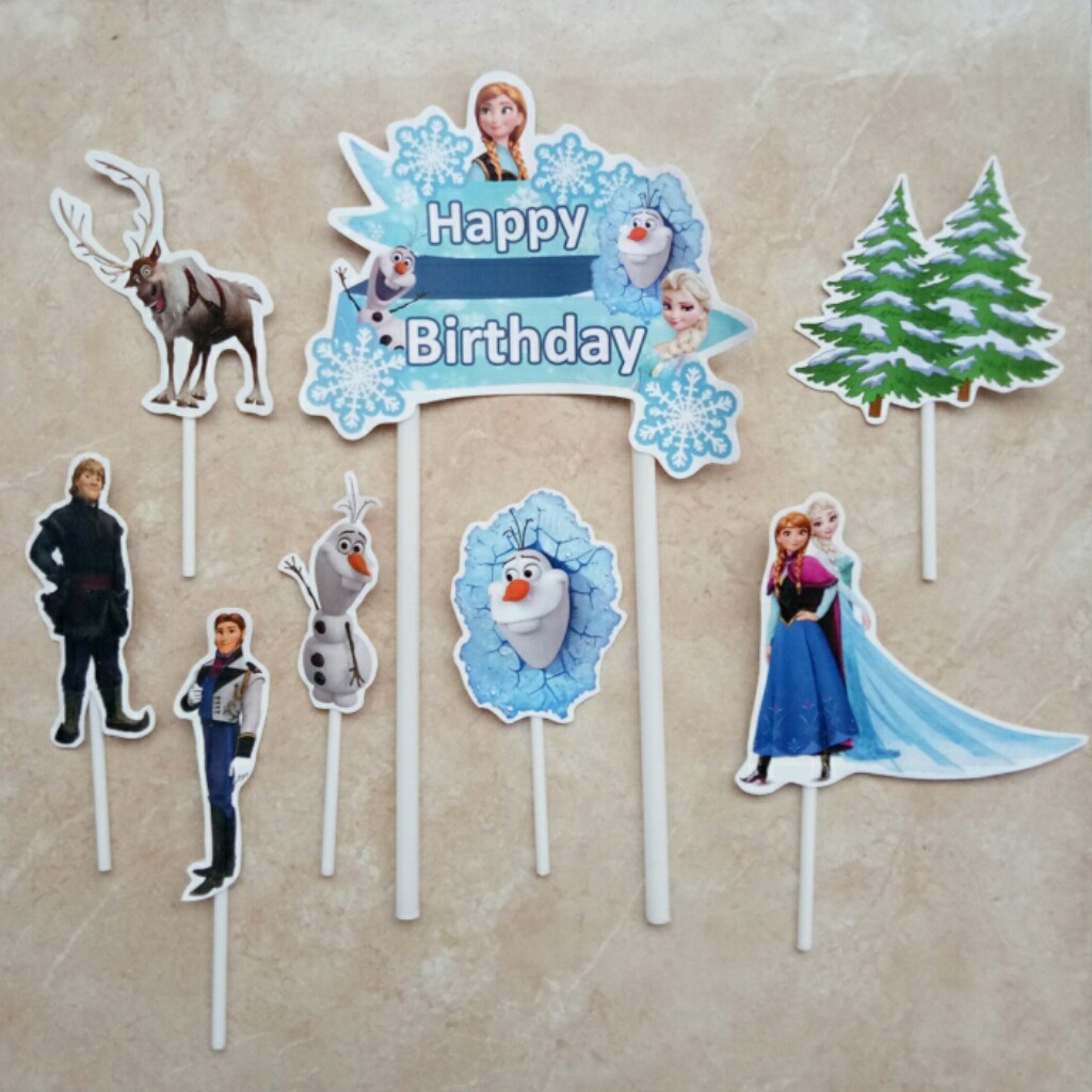 satu set isi 8 topper toper cake hiasan kue ulang tahun karakter frozen FROZEN