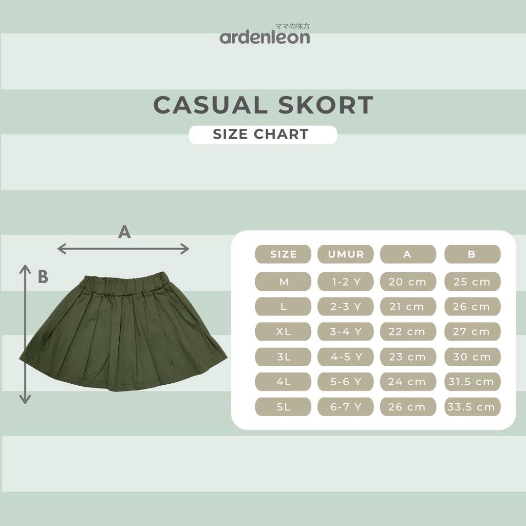 ARDENLEON (1-7Thn) Girls Casual Skort Rok Celana Anak Pakaian Anak Perempuan ARDEN LEON CBKS