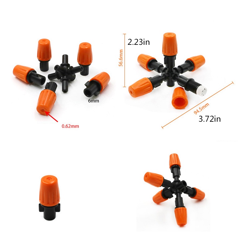 Lima-outlet Nozzle Misting Dripper Sprayer Auto Drip Irigasi Alat Adjustable Atomizing Sprinkler Rumah Kaca Penyiraman Otomatis Pembibitan Melembabkan Sprinkler