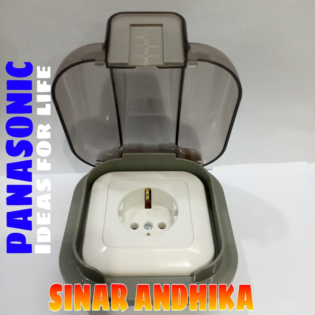 STOP KONTAK SINGLE NON CP PUTIH + WEATHER PROOF PANASONIC WEJP 1131-7+WEJ 89911