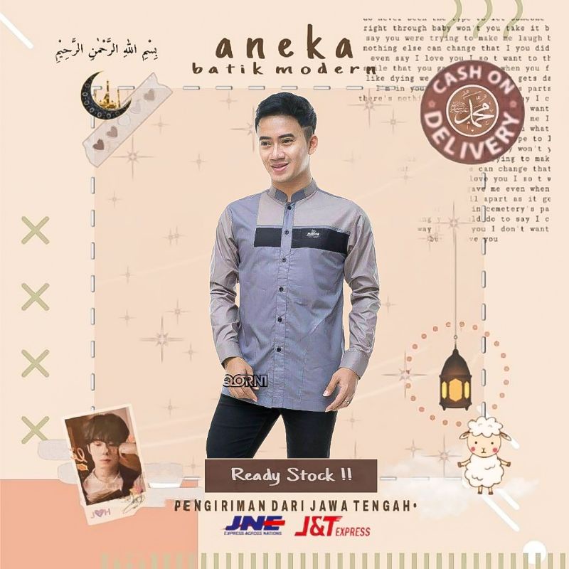 ATASAN BAJU MUSLIM PRIA LENGAN PANJANG BAJU KOKO VENDERSON AL QORNI M L XL LEBARAN SERAGAM IED WARNA