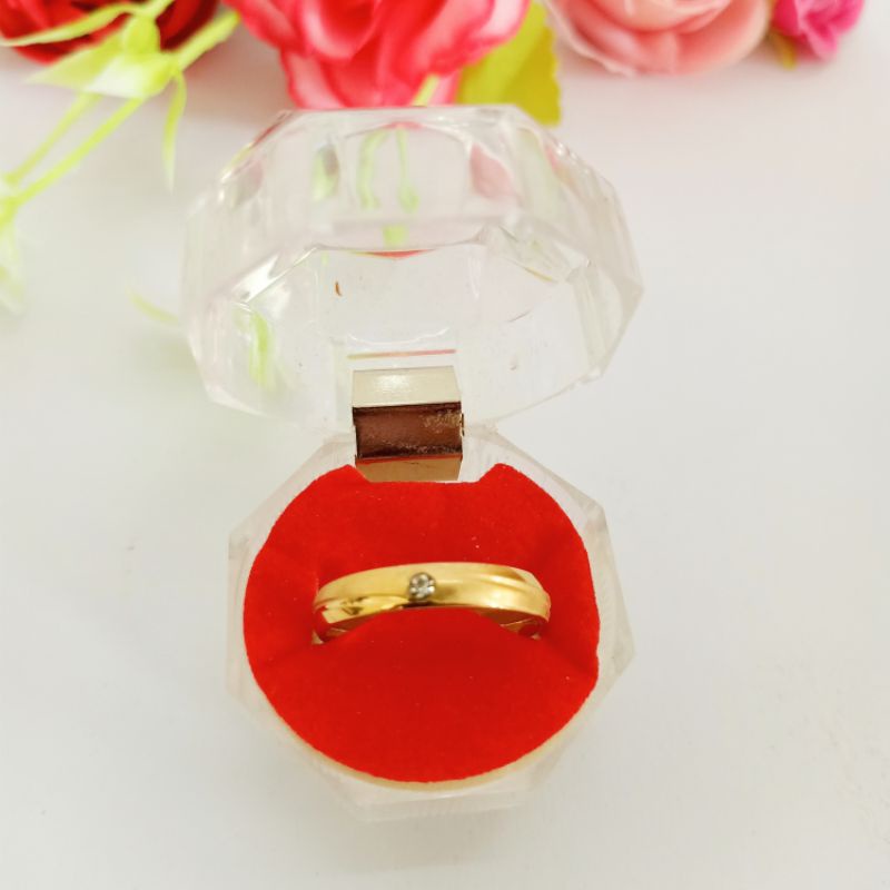 Cincin titanium/cincin couple harga satuan kombinasi warna doff gold