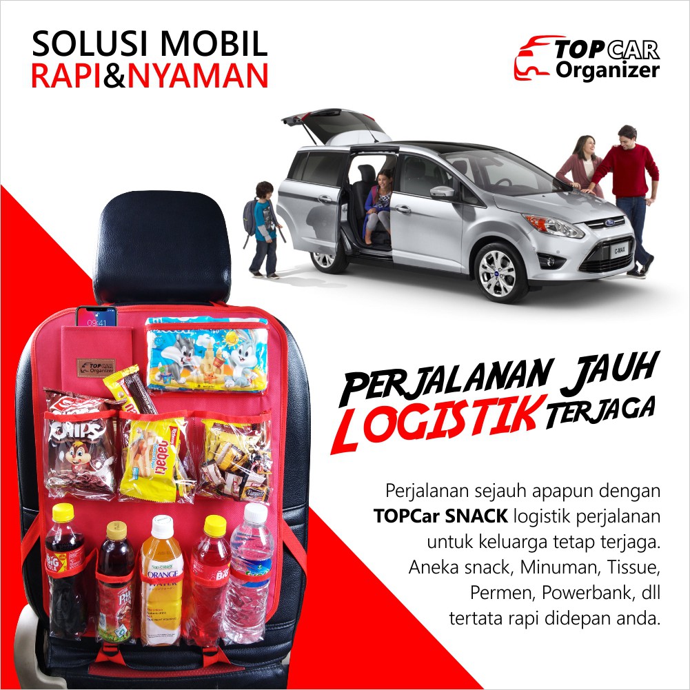 Rak Mobil Tas Aksesoris Mobil Serbaguna Organizer Snack Makanan Ringan Penataan TOPCAR