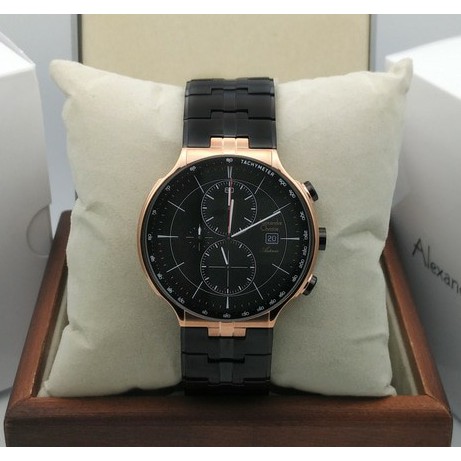 jam tangan alexandre christie original AC 6477MC HITAM ROSEGOLD