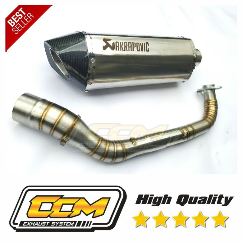 Knalpot racing akrapovic ngebas fulset Nmax Aerox 155 Lexi PCX Vario 150 leheran pipa full stainless