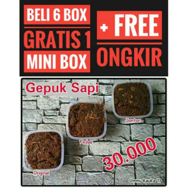 

Paket Gepuk Sapi Beli 6 Gratis 1 Mini Box