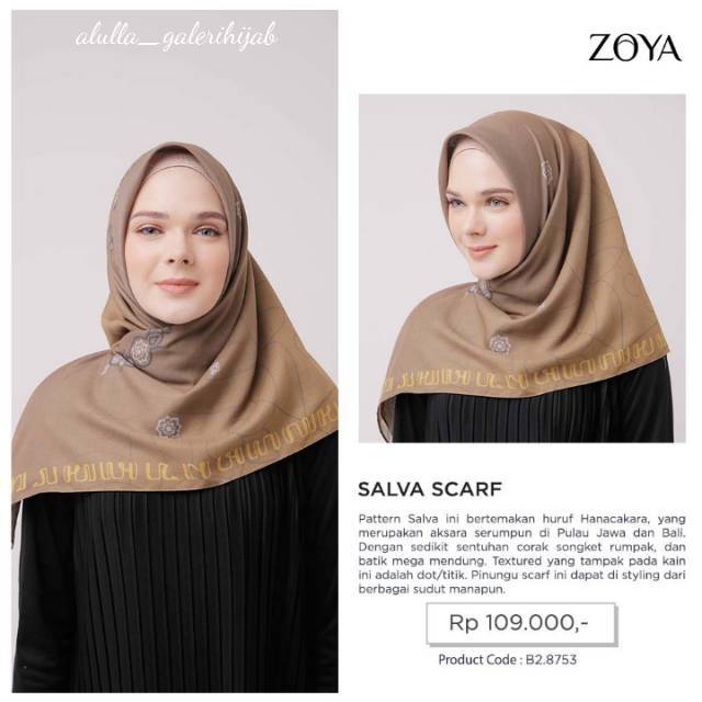 [ PROMO ] Zoya Salva Scarf - Kerudung Voal Segiempat Motif - Hijab Murah