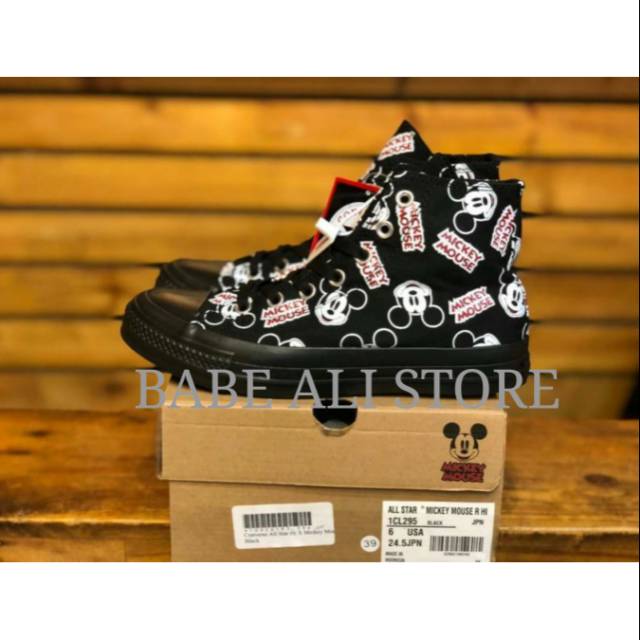 Sepatu Wanita Converse CT All Star X MICKEY MOUSE Full Black High