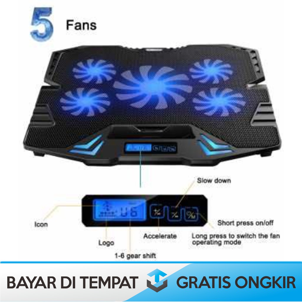 COOLING PAD LAPTOP GAMING LAPTOP GAMING MURAH ASUS ACER MAC MURAH - PENDINGIN LAPTOP COOLER 5 KIPAS