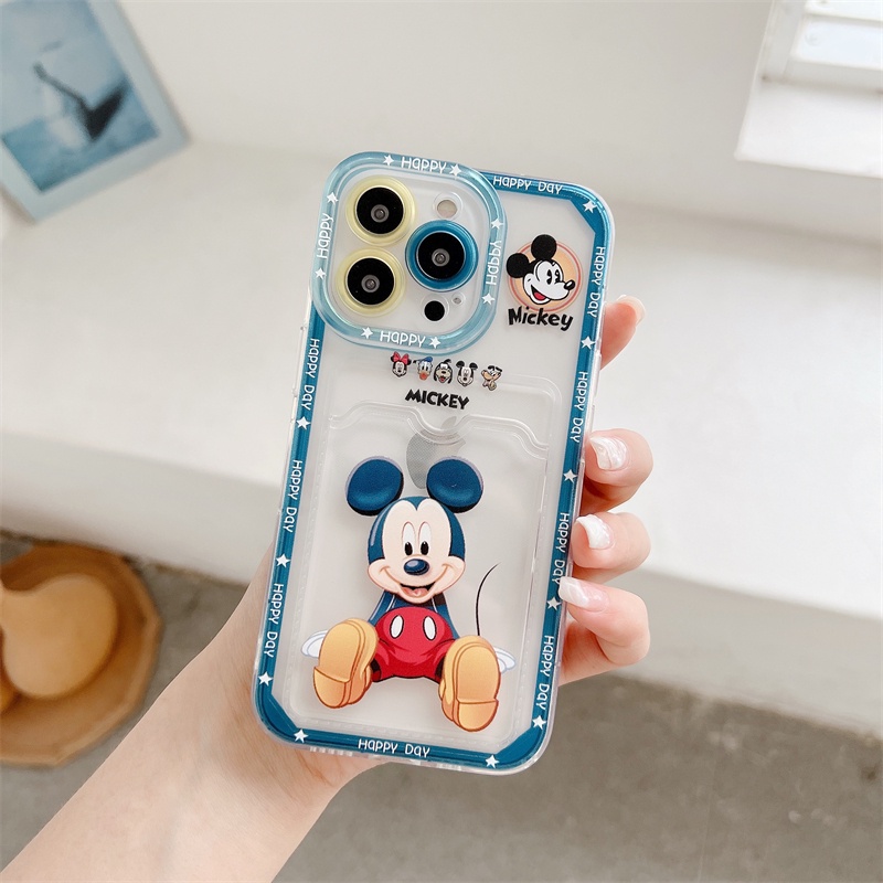 Soft Case Pelindung Lensa Transparan Motif Kartun Mickey Untuk iPhone 12 13 Pro MAX 11 X XR XS MAX 7 8 Plus