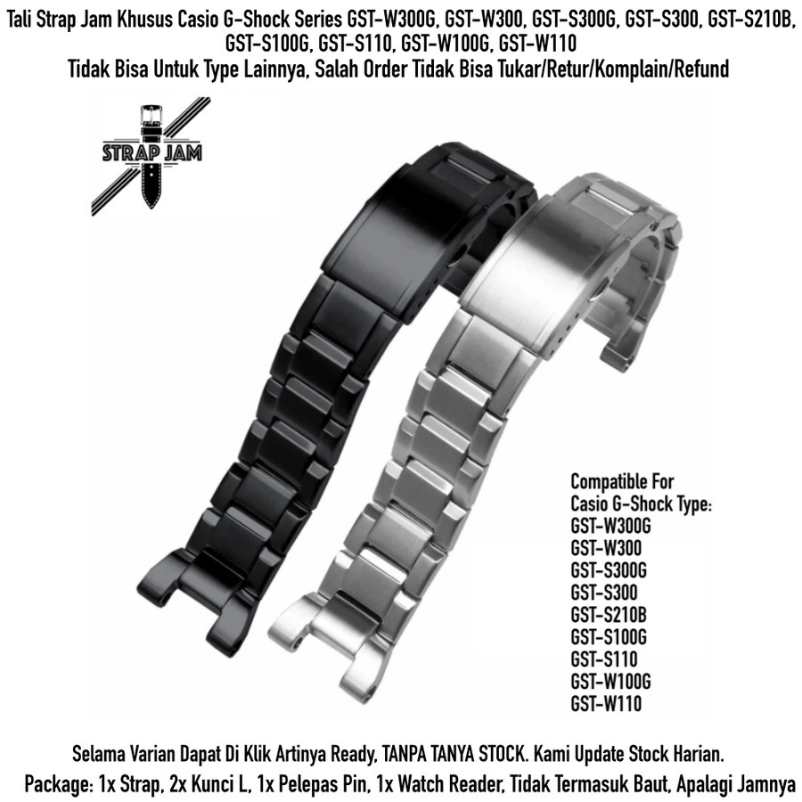 Strap Casio G-Shock GST 210 W300 400G B100 - Tali Jam Stainless Steel Metal