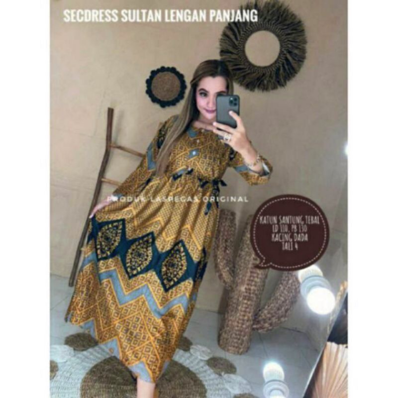 Longdress Zigzag Kancing Depan Long dress Centini Rayon Halus