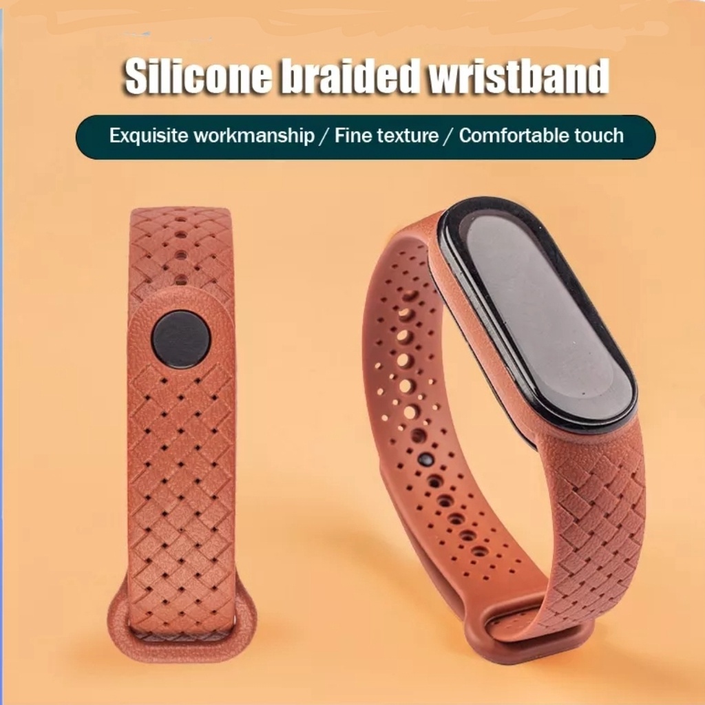 SILICONE ANYAMAN Braided Strap xiaomi Mi Band 5 6 7 Tali Miband 5 6 7