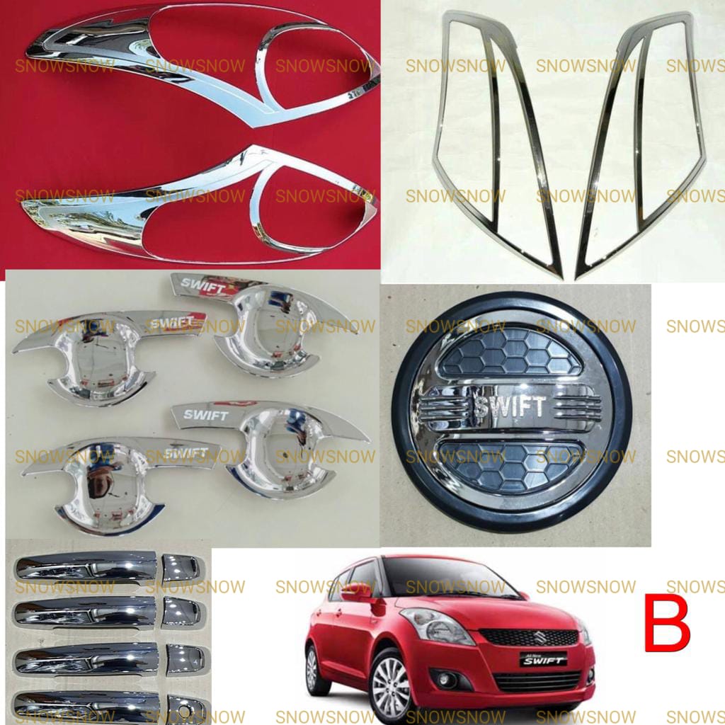 Paket Garnish Lampu Depan Belakang  Outer Handle Tank Cover All New Swift 2012 2015 UP Chrome