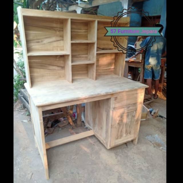Meja Belajar/ Meja Kerja Laci Kayu Jati Mentahan