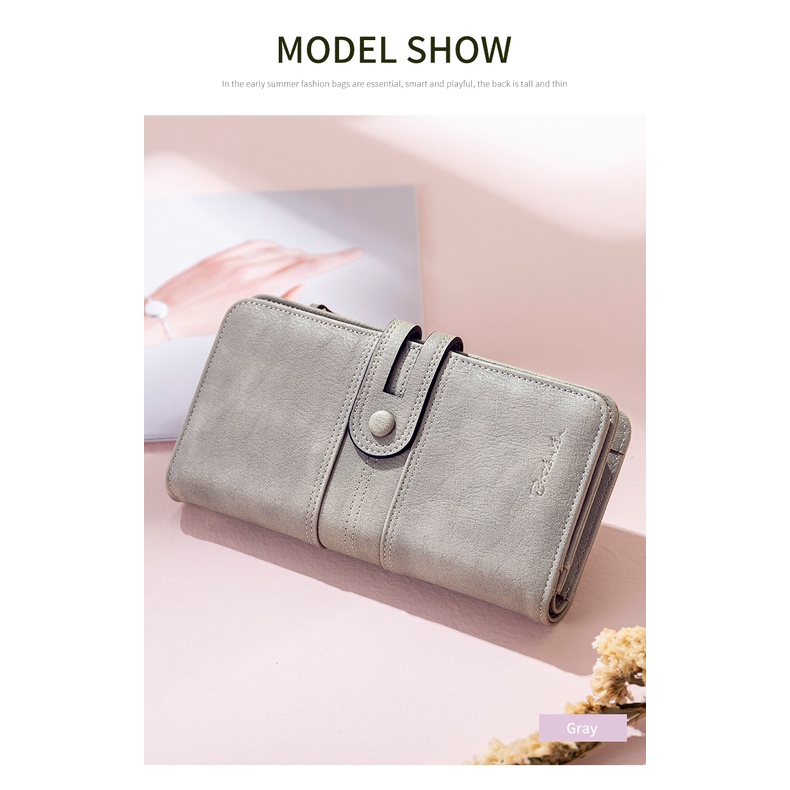 Bostanten Dompet Wanita Dompet Panjang Dompet Ritsleting Dompet Multi-Kartu Berkualitas Tinggi