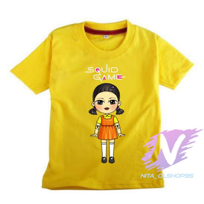 kaos squid game boneka squid game karakter baju anak