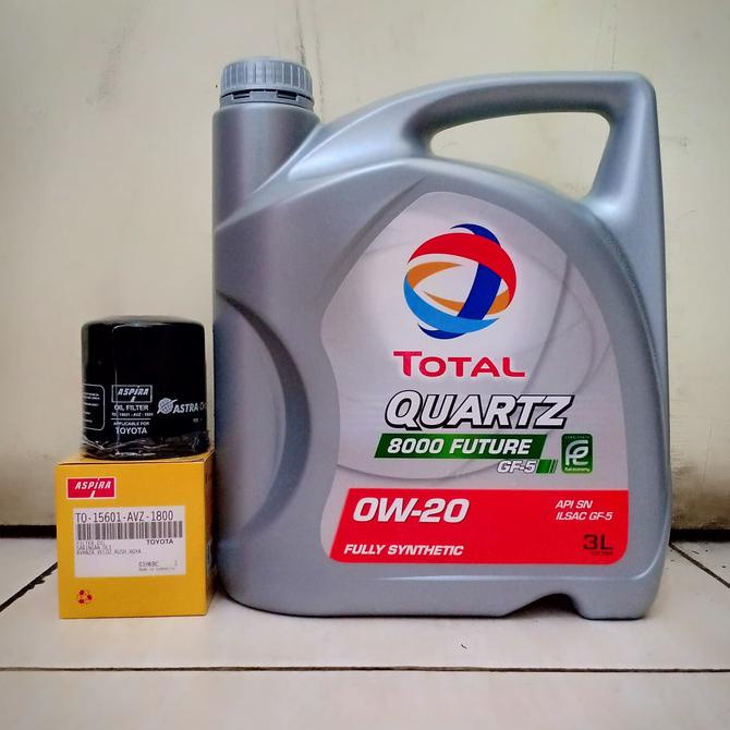 [[BISA COD]] Paket Oli Total SAE 0W-20 FS 3L + Filter Oli Agya/ Ayla/ Calya/ Sigra