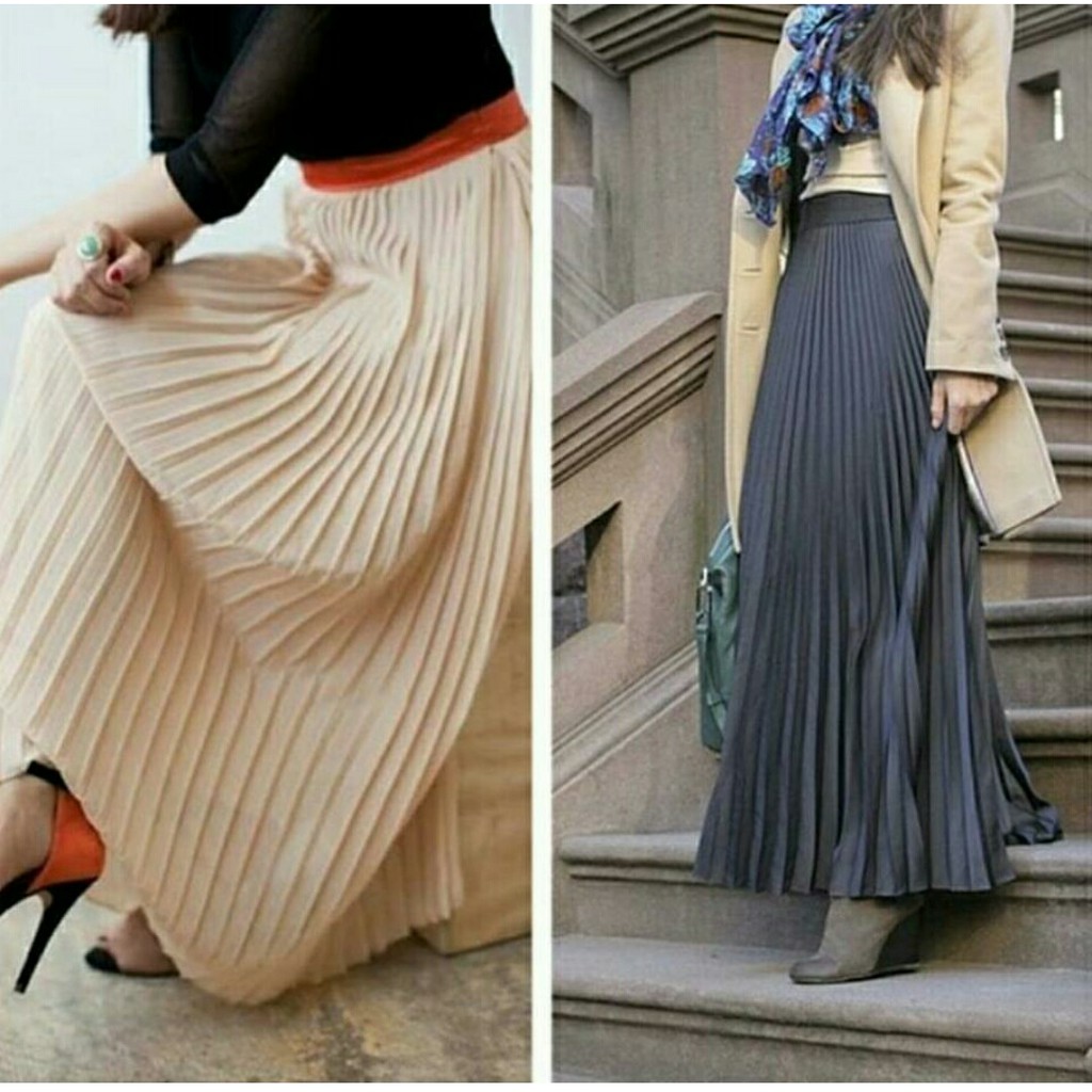 [cod] ROK PLISKET MAYUNG PANJANG / PLEATED SKIRT wanita murah