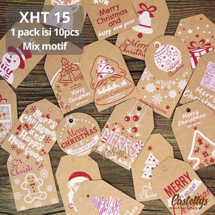 

XHT 15 Hang Tag Label Gantungan Hadiah Hampers Kartu Kotak Natal Christmas
