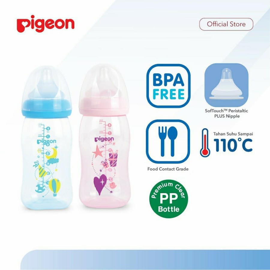 Pigeon Botol Susu PP Clear Wide Neck 240ml - Botol Susu Bayi