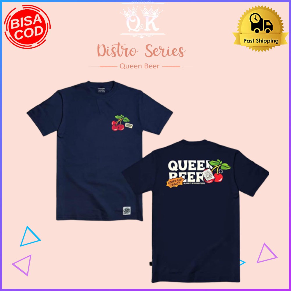 Q&K Baju Kaos Pria Distro Original | Kaos Distro Pria Design Queen Beer | Kaos Distro Pria Murah
