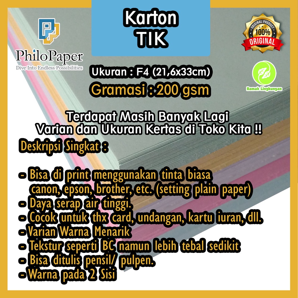 

Kertas Kartu Tik 200 Gsm F4