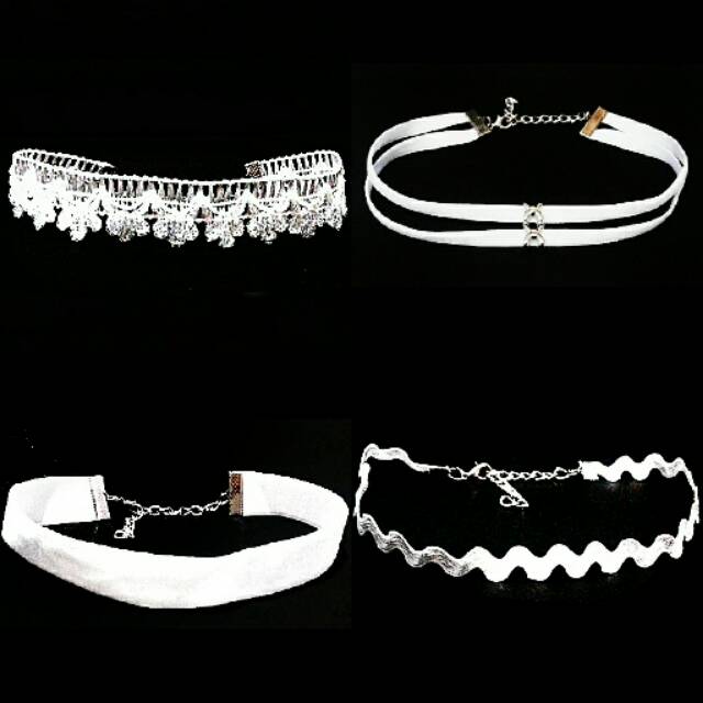 Paket Hemat White Series Choker Necklace (Get 4 Pcs Kalung)