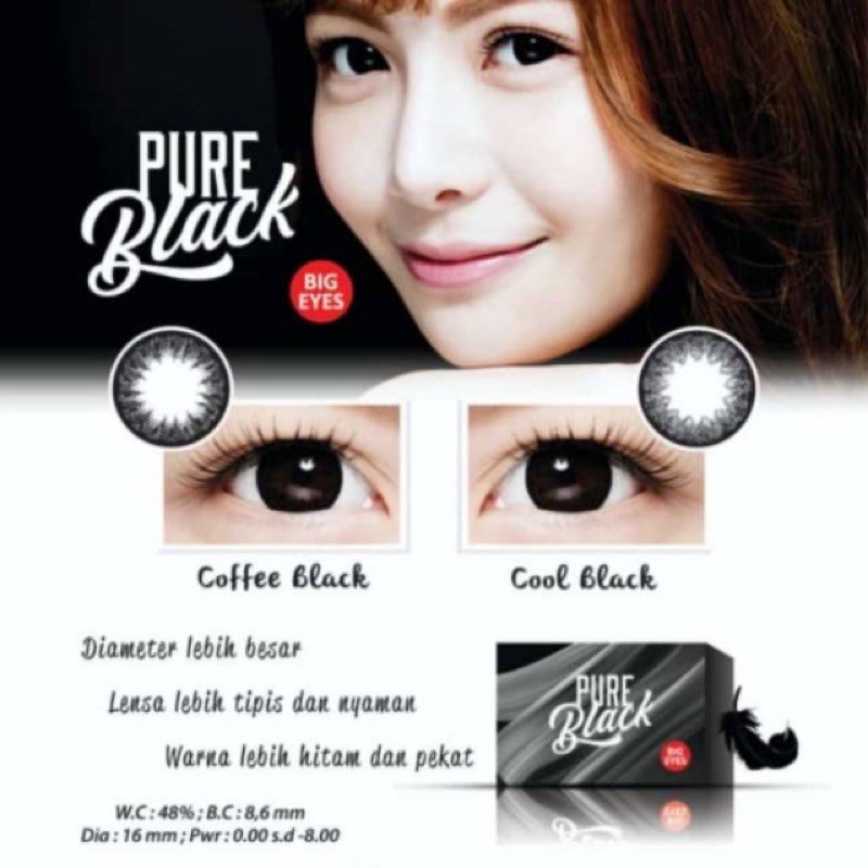 &lt;uc.xx&gt; 16 mm - softlens pure black - kontak lensa pure black dm 16 mm mata barbie