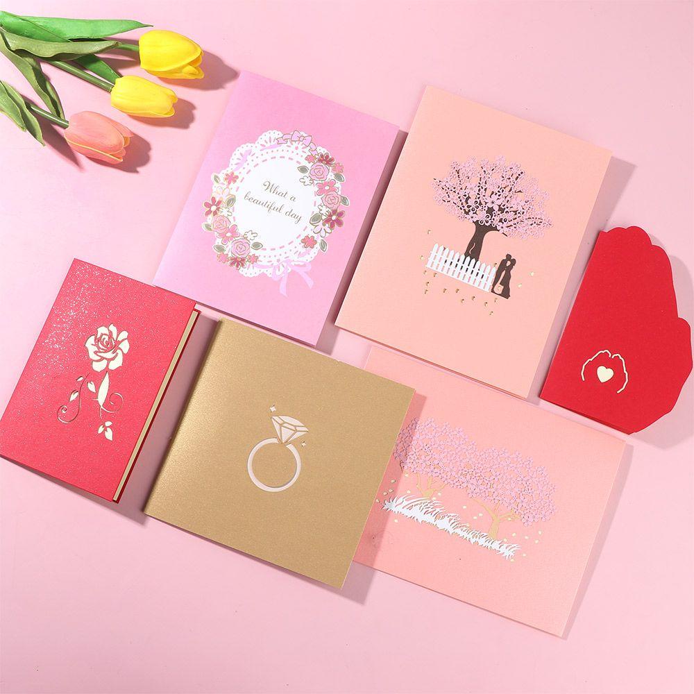 R-flower 1Pcs Kartu Ucapan Hadiah Ulang Tahun Anniversary Berkah Card Perlengkapan Pesta Dengan Amplop Undangan Pernikahan