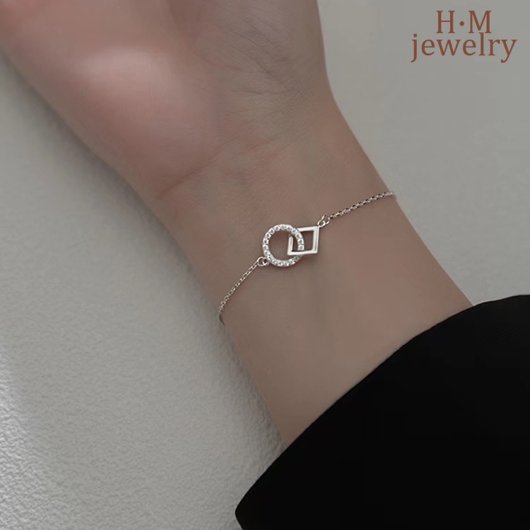 Gelang Tangan Rantai Aksen Berlian Imitasi Untuk Wanita