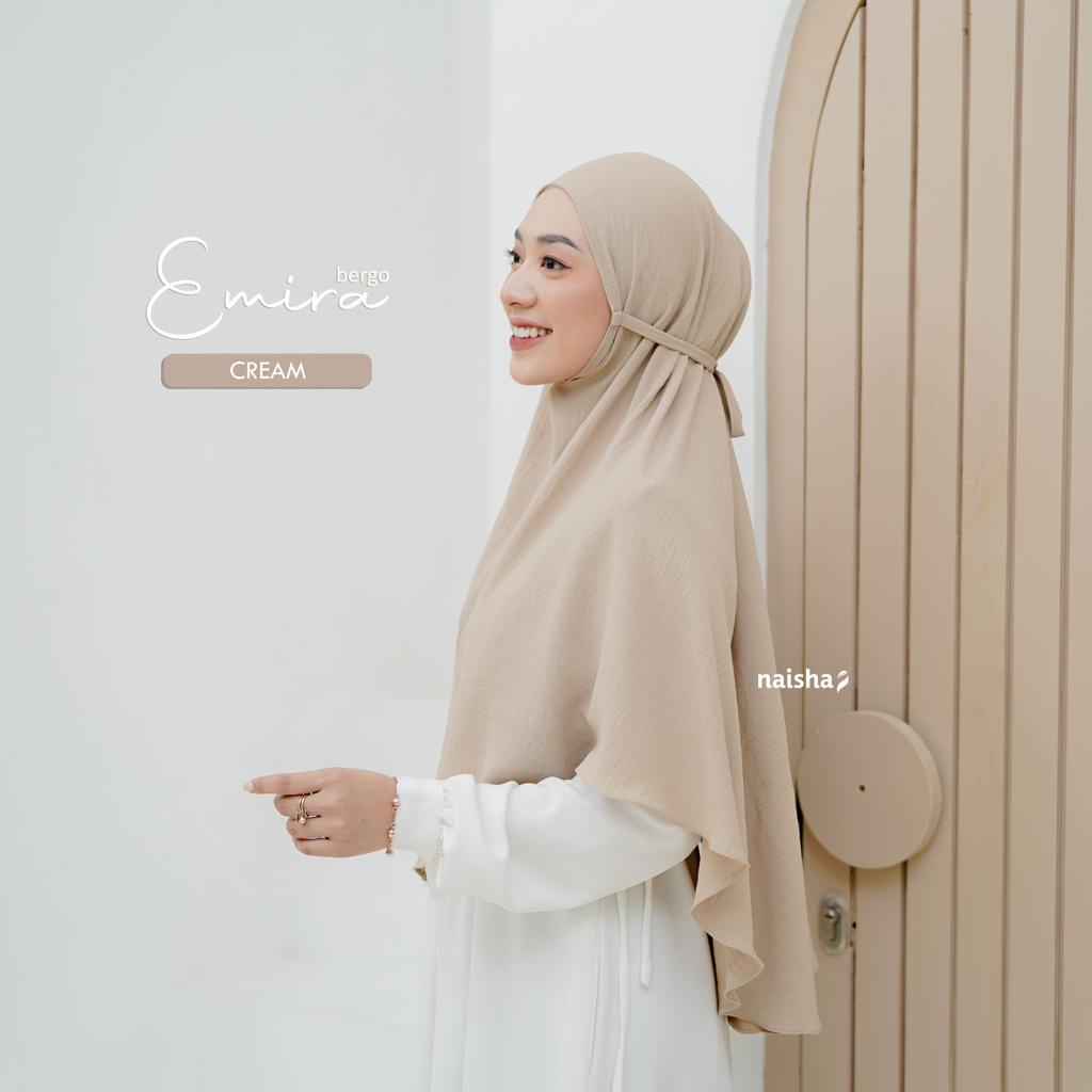 Naisha Official Emira Bergo Crinkle Airflow Jilbab Daily Kasual Muslimah Syari-Cream