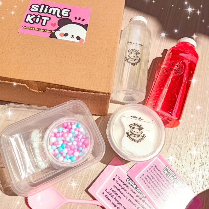 SLIME KIT LENGKAP BY PANDASQUISHYSHOP CLEAR SLIME GLITTER SLIME ORIGINAL SLIME/ hampers/ hampers natal/ Christmas gift/ kado natal/ Christmas hampers