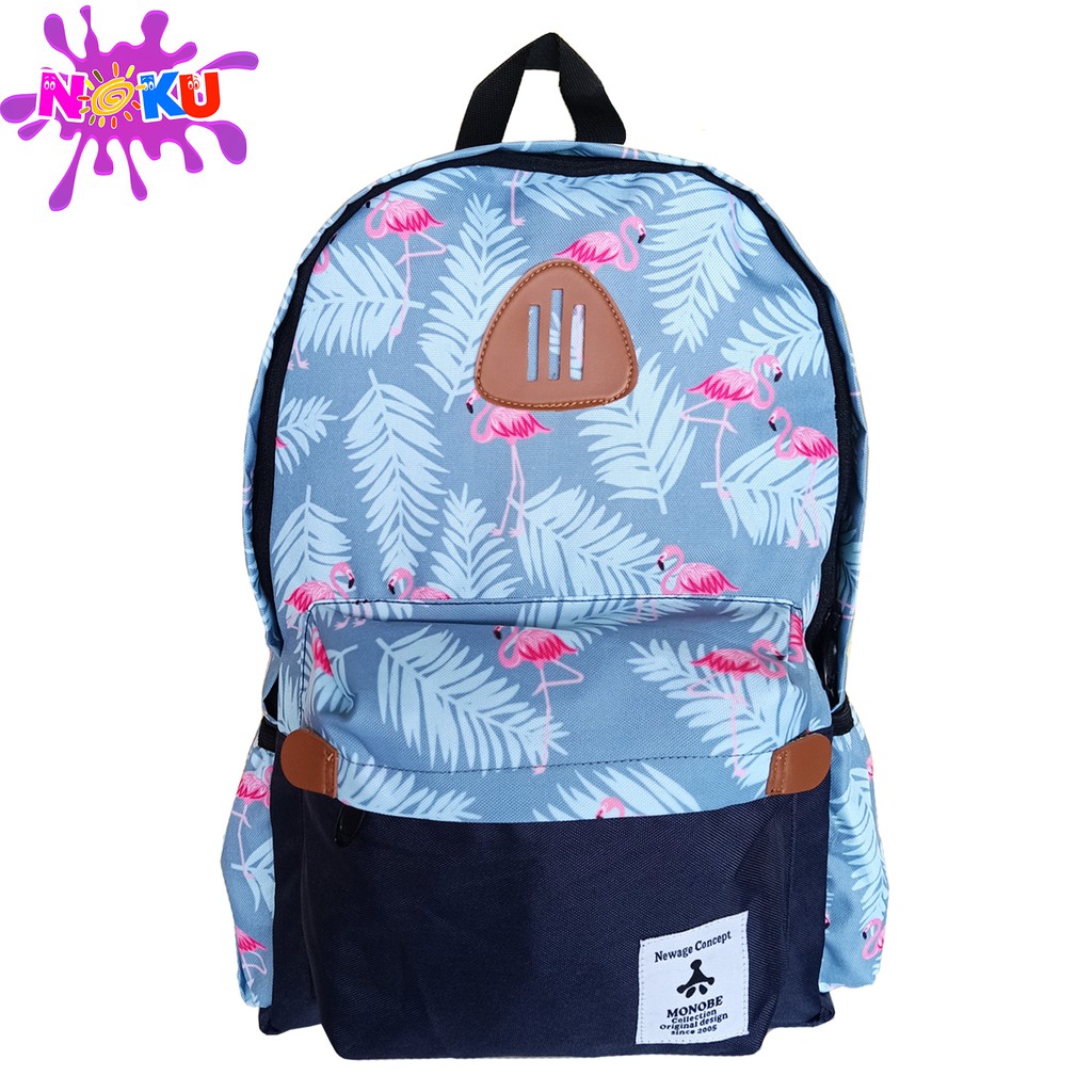 Tas Ransel MONOBE / Tas Sekolah Backpack Laptop Motif Flamingo