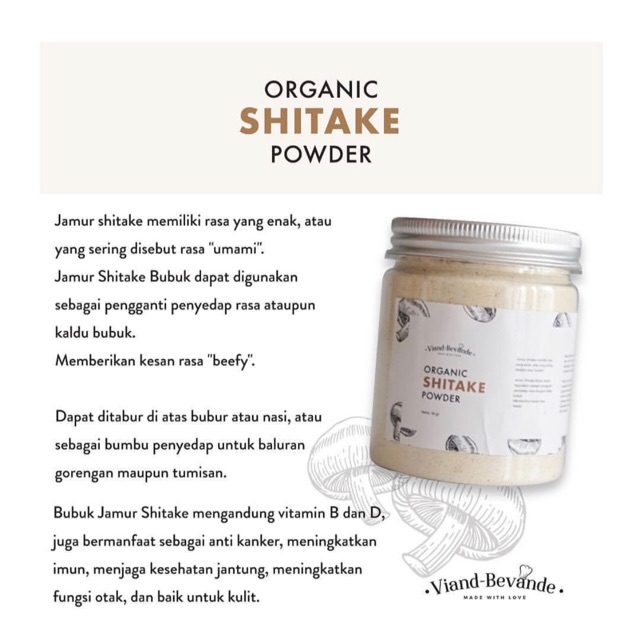 Viand Bevande Shitake Food Powder Tepung Mpasi Jamur