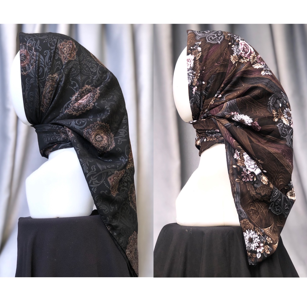 GYNDA BLACK SERIES II POLYCOTTON - square hijab potton polycotton viney fine segiempat motif grosir