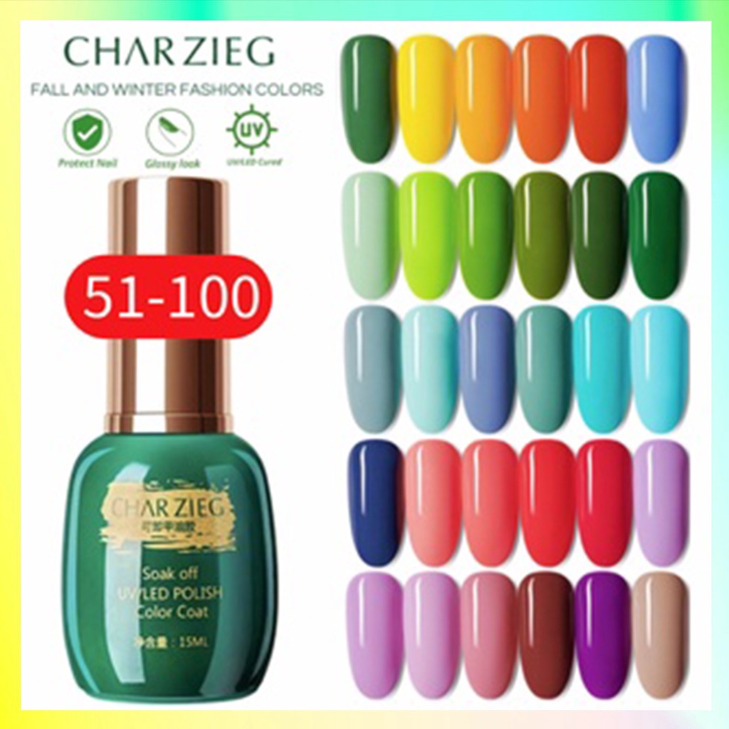 (1-50) CHARZIEG Kutek Soak Off Gel Halal UV Polish 15 ml Waterproof And Durable KU007