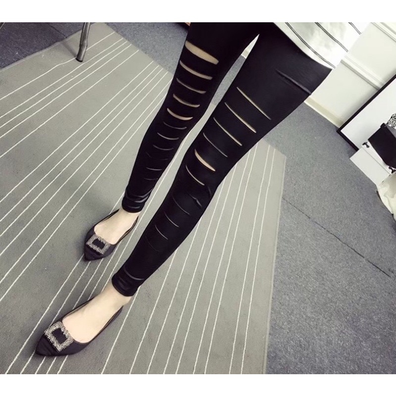 Ripped Latex Leggings