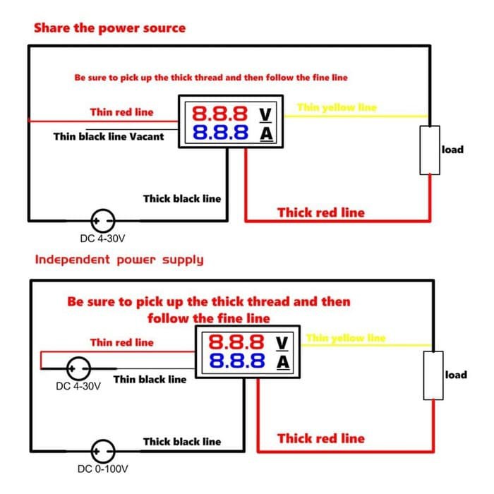 Voltmeter Ammeter Dual Color 3-digit 100V 10A Voltage Meter -SA18