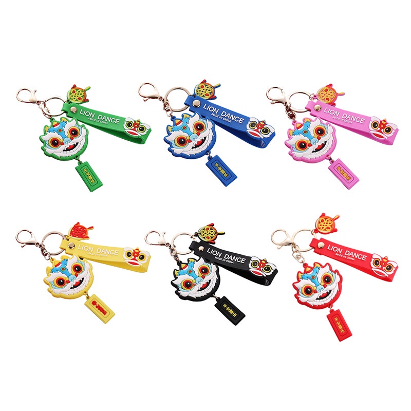 TK Lion Dance PVC Keychains Backpack Pendant Best New Year Gift Lucky Charm Keyrings Girl Gifts